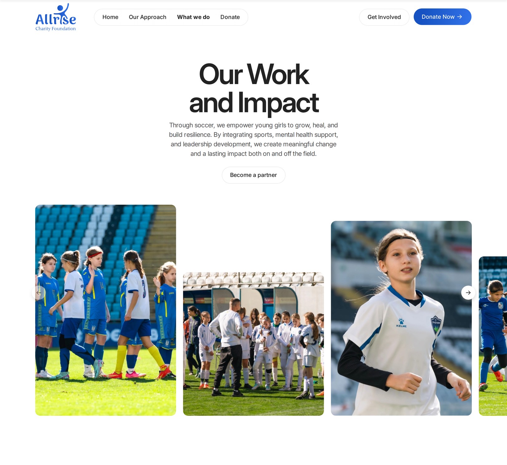 Перший екран сторінки «Our Work and Impact»