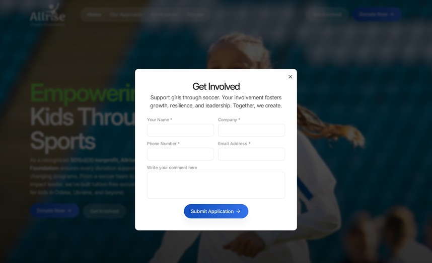 Форма «Get Involved»