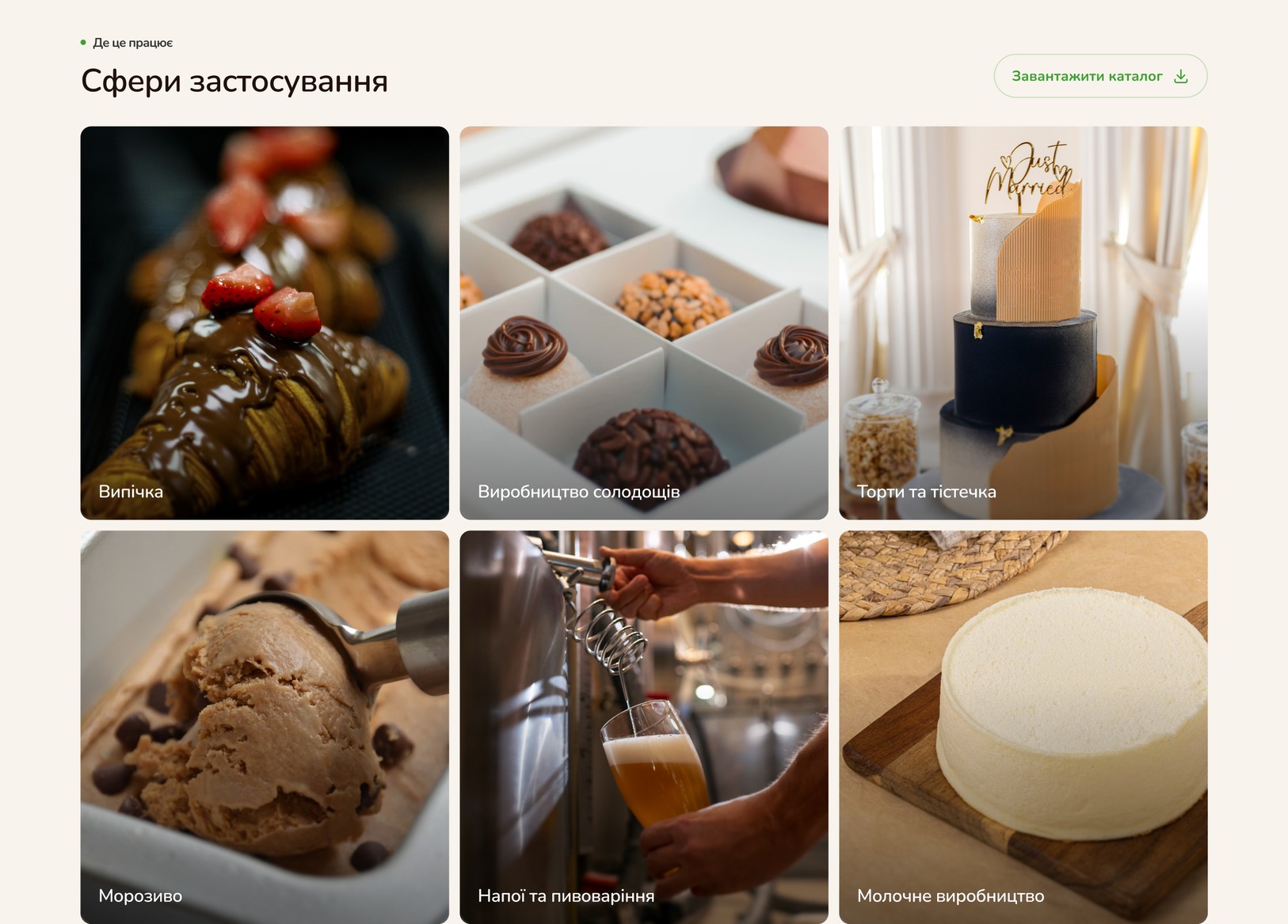 Сферы применения ингредиентов
