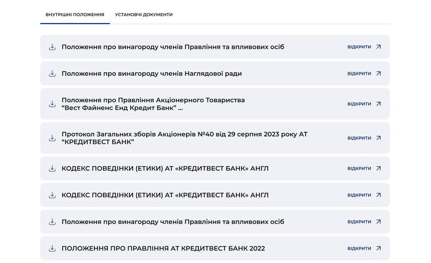 Документы и финансовая отчётность