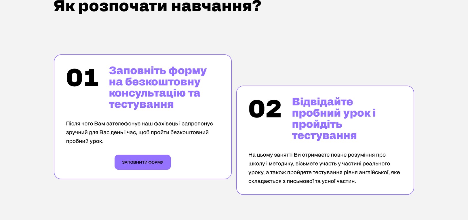 Кроки «Як розпочати навчання»