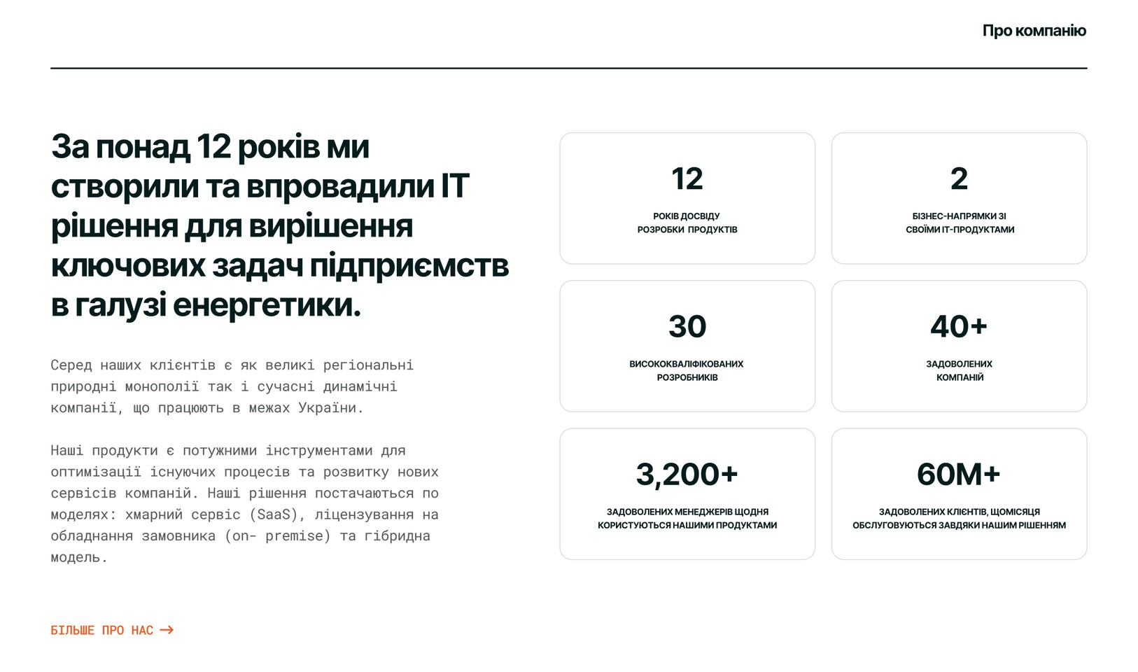 Про компанію і цифри проєкту