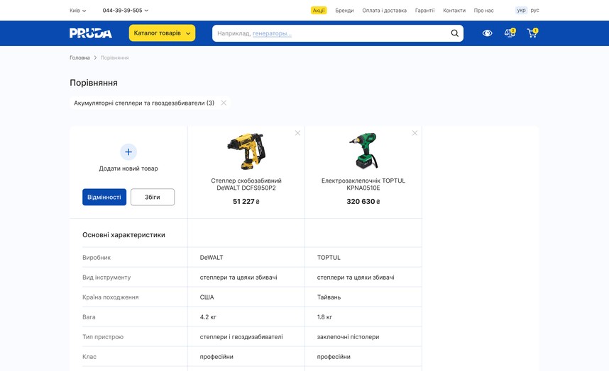 Сравнение товаров