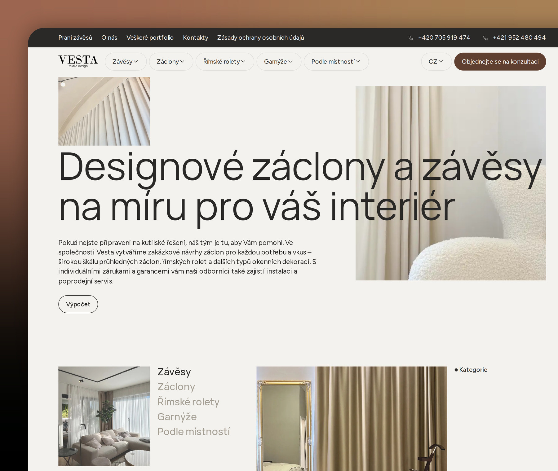 Zavesy Vesta Шторы под заказ в Чехии